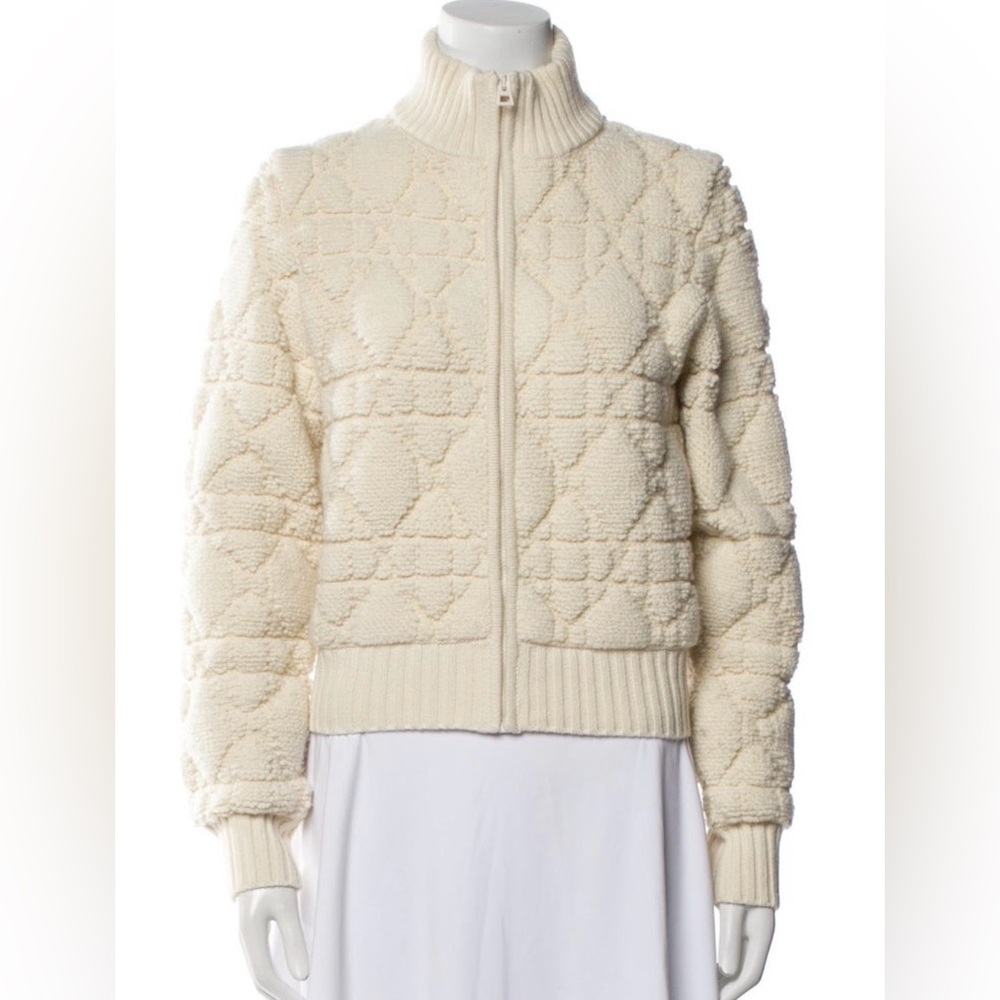 Dior Macrocannage Zipped Cardigan Size 38